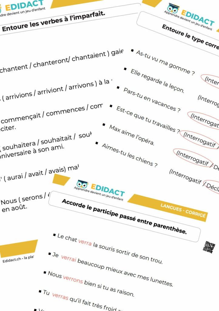 fiches pdf français ce2 avec correction