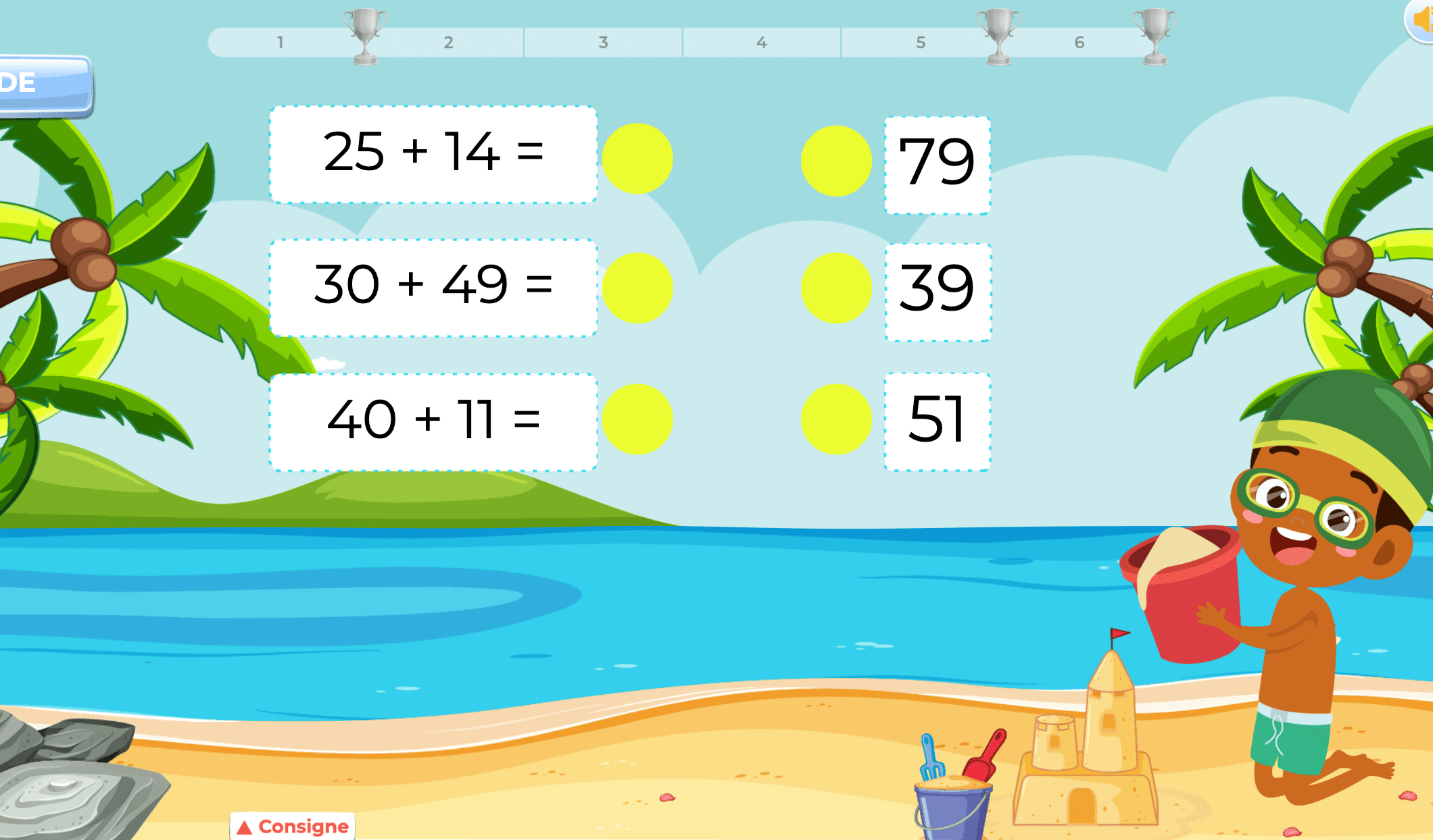 Exemple d'addition posée en colonnes sans retenue pour apprendre à aligner les unités et les dizaines au CP