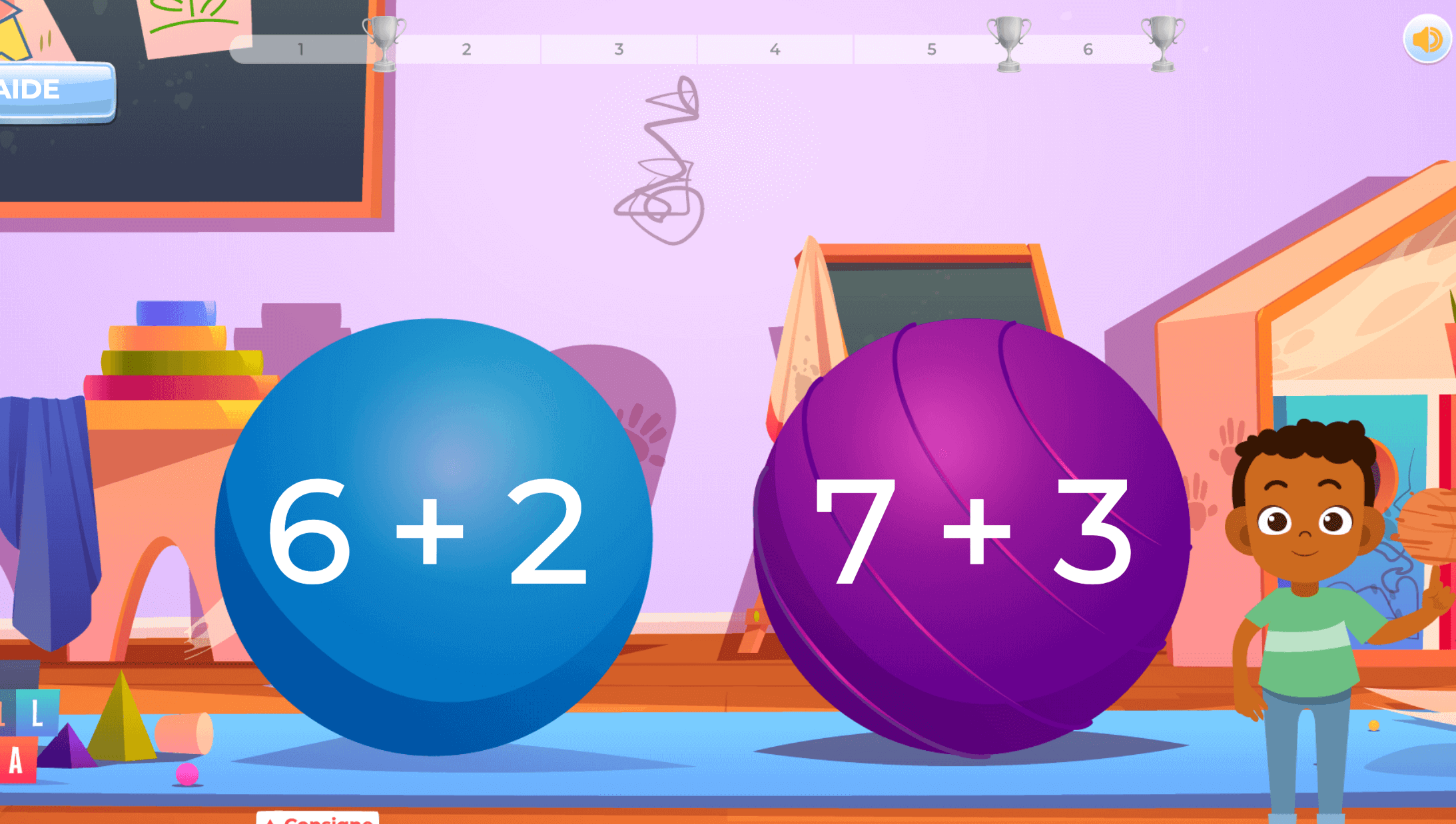 Système de récompenses et trophées pour motiver l'enfant lors de ses exercices d'additions CP en ligne.