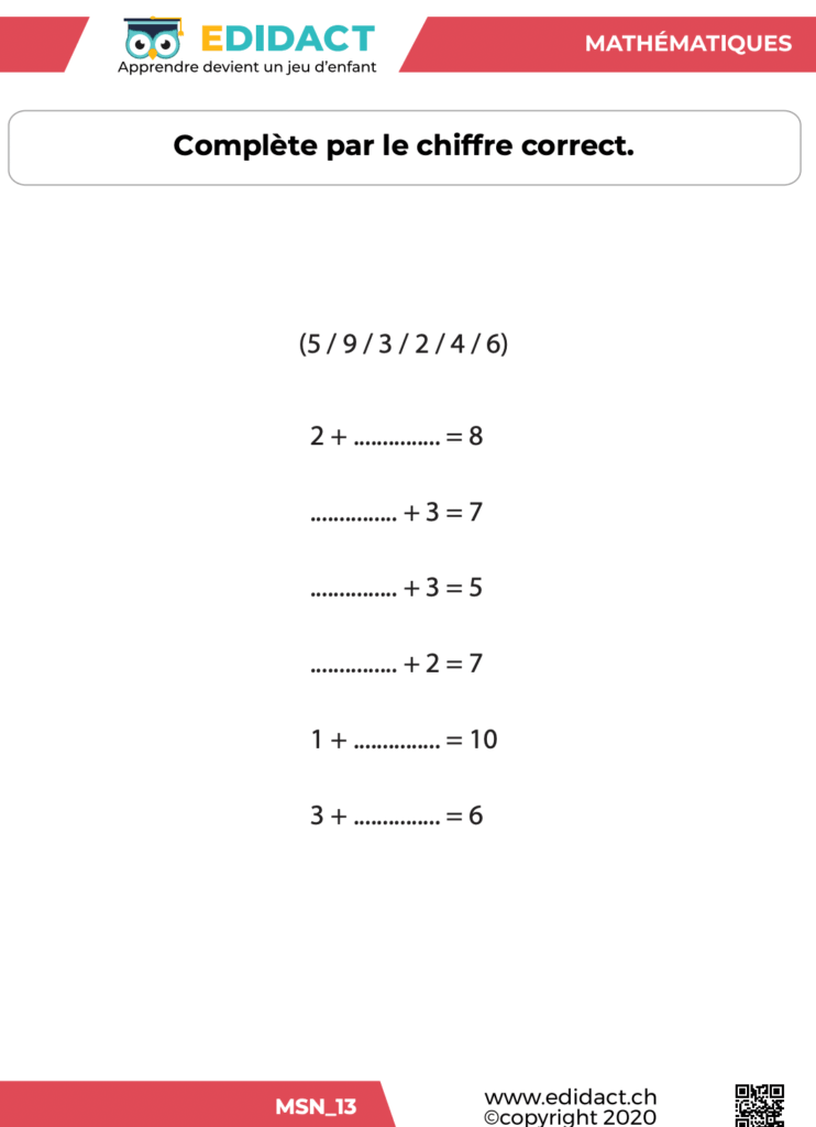 addition cp en ligne pdf a imprimer avec correction