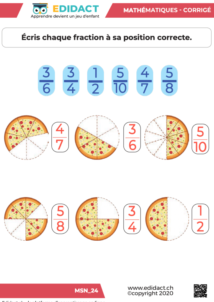 exercices fractions cm1 fiches pdf correction
