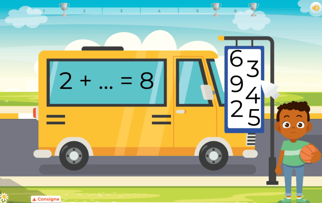 Exercice d'addition en ligne pour CP