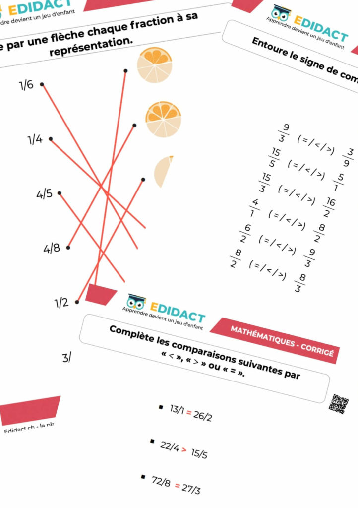 exercices fractions cm2 et pdf avec correction a imprimer