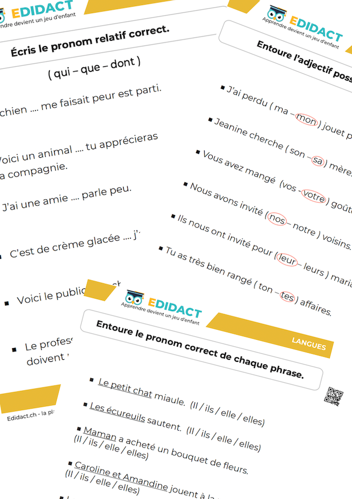 Fiche de grammaire française avec exercices corrigés PDF à imprimer