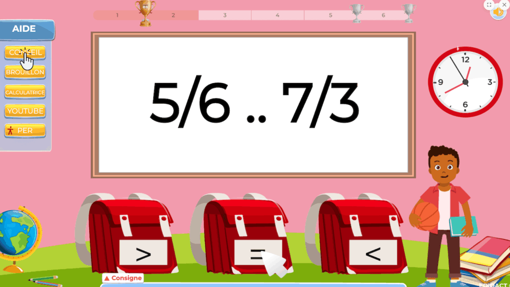 Aperçu d'un exercice sur les fractions 6ème en ligne